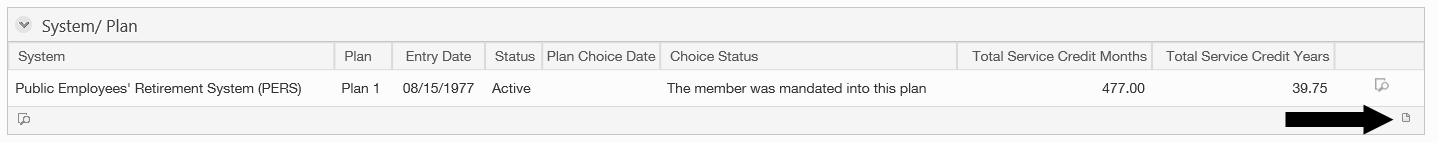ERA System/Plan tab with arrow pointing to the document icon at the bottom right corner.