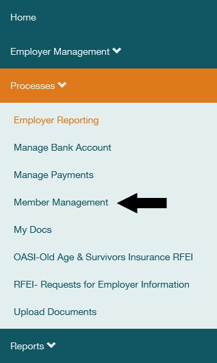 ERA Navigation Menu with arrow pointing to Member Management link.